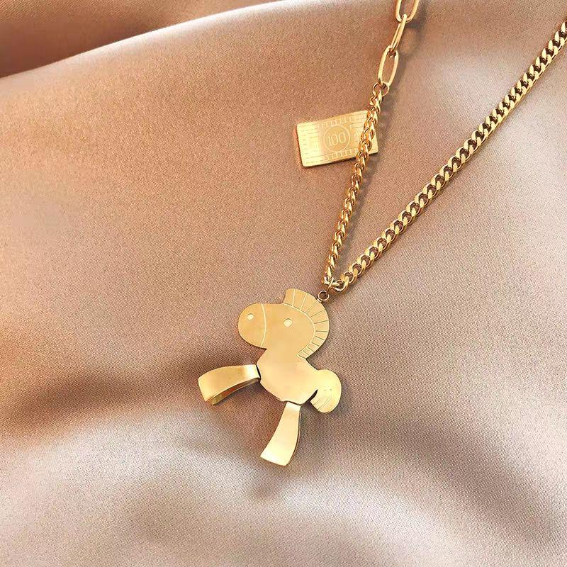 Cute Horse Pendant Gold Necklace for Women