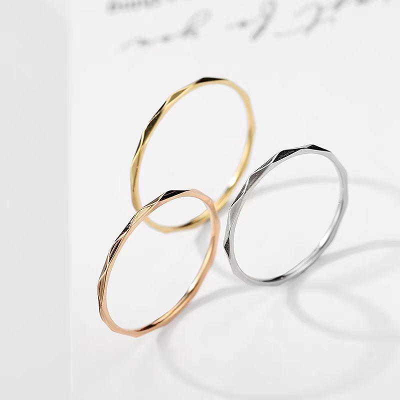 Delicate Slim Gold Stainless Steel Ring with Engraved Script for Women Fashion Jewelry