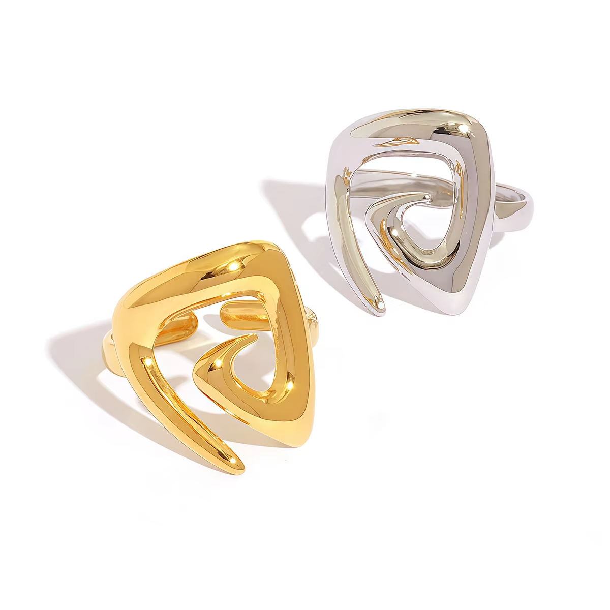 Designer Hollow Open Stainless Steel Finger Rings for Women – 2025 Trendy Fashion Jewelry