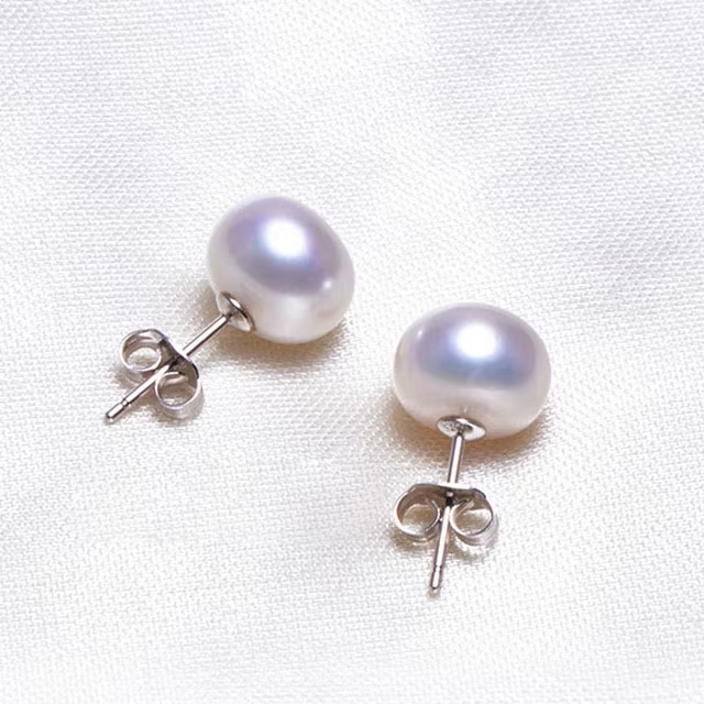 Elegant Freshwater Pearl Stud Earrings for Women – Bridal Statement Jewelry