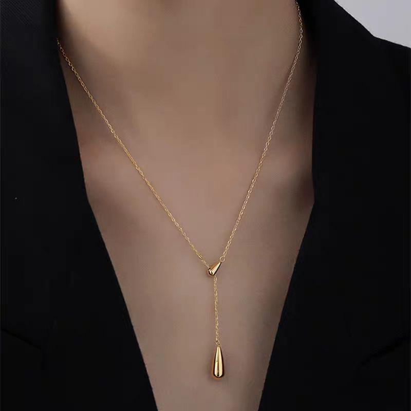 Elegant Gold Teardrop Pendant Y-Necklace for Women