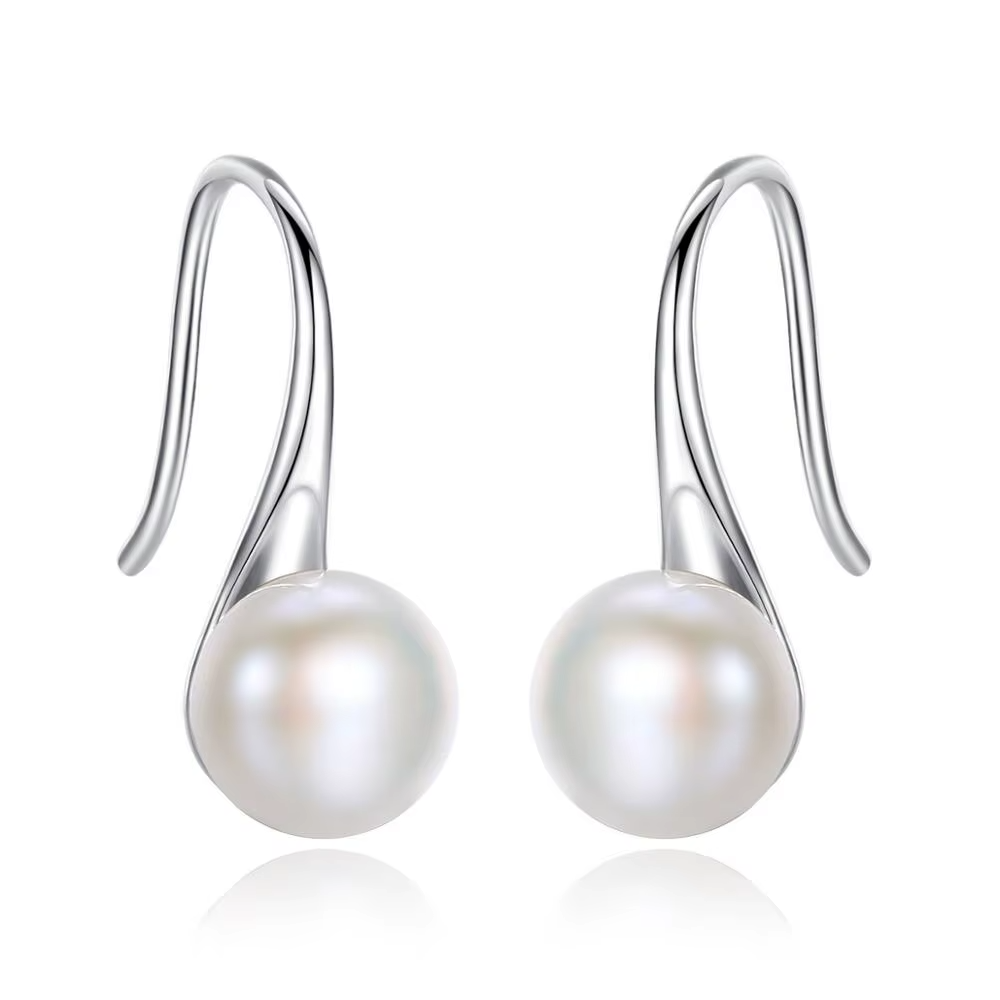 Elegant Ladies Fashion Drop Hook Shell Pearl Earrings 925 Sterling Silver Fine Jewelry for Women Daily Wear