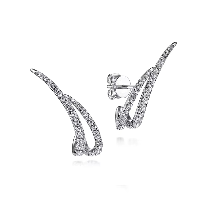 Elegant Silver Sparkling Line Earrings – Butterfly Back for Ladies