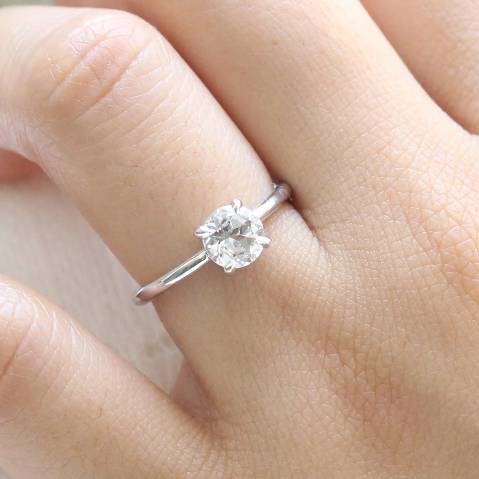 Elegant White Sapphire Engagement Ring for Women – Classic Solitaire Design on Left Ring Finger