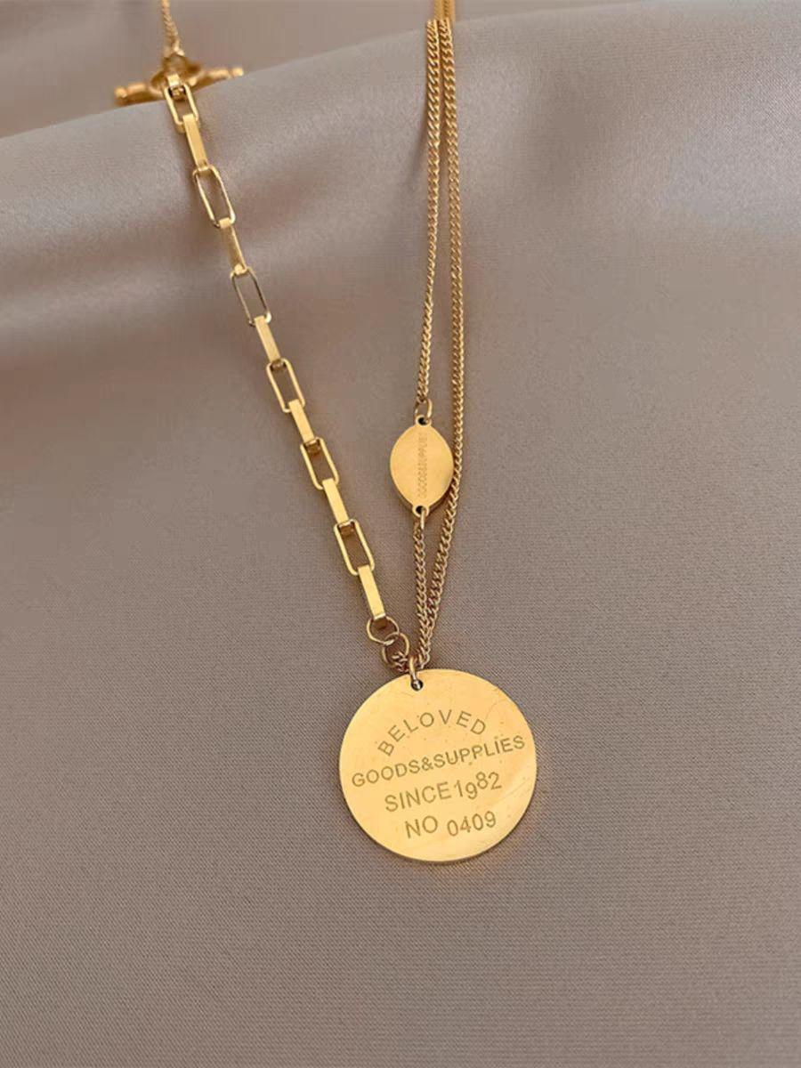 Engraved Vintage Coin Pendant Necklace – BELOVED Retro Style Unisex Jewelry