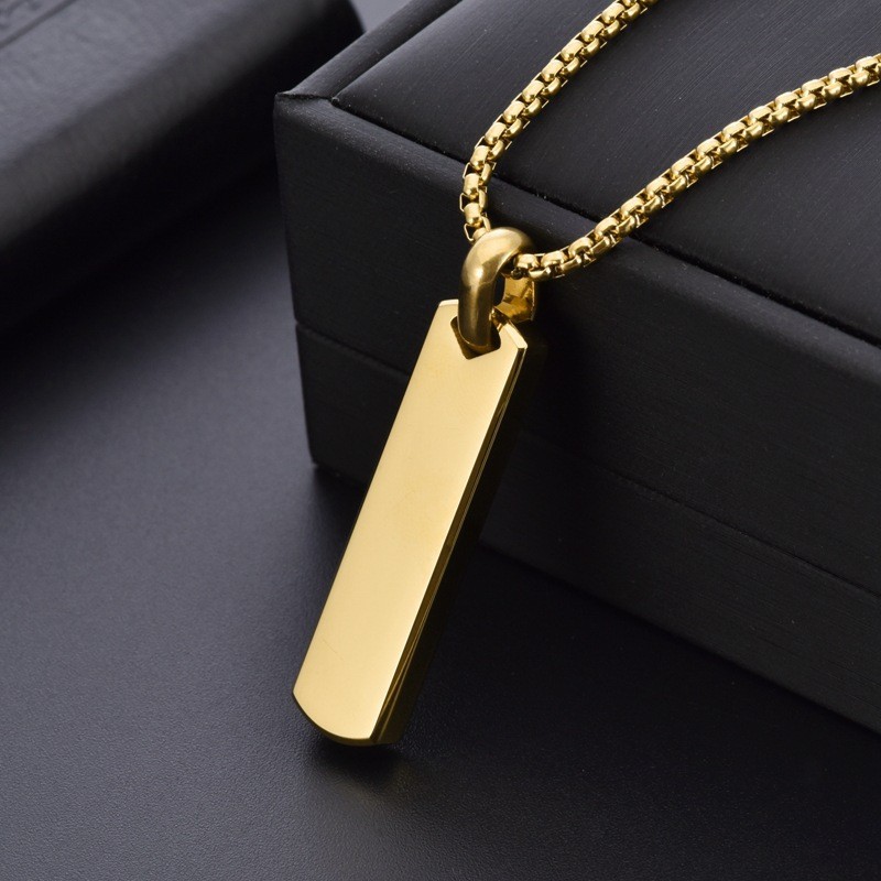 Factory Custom Blank Bar Necklace Waterproof Stainless Steel Anti Tarnish Trendy DIY Engrave Necklace