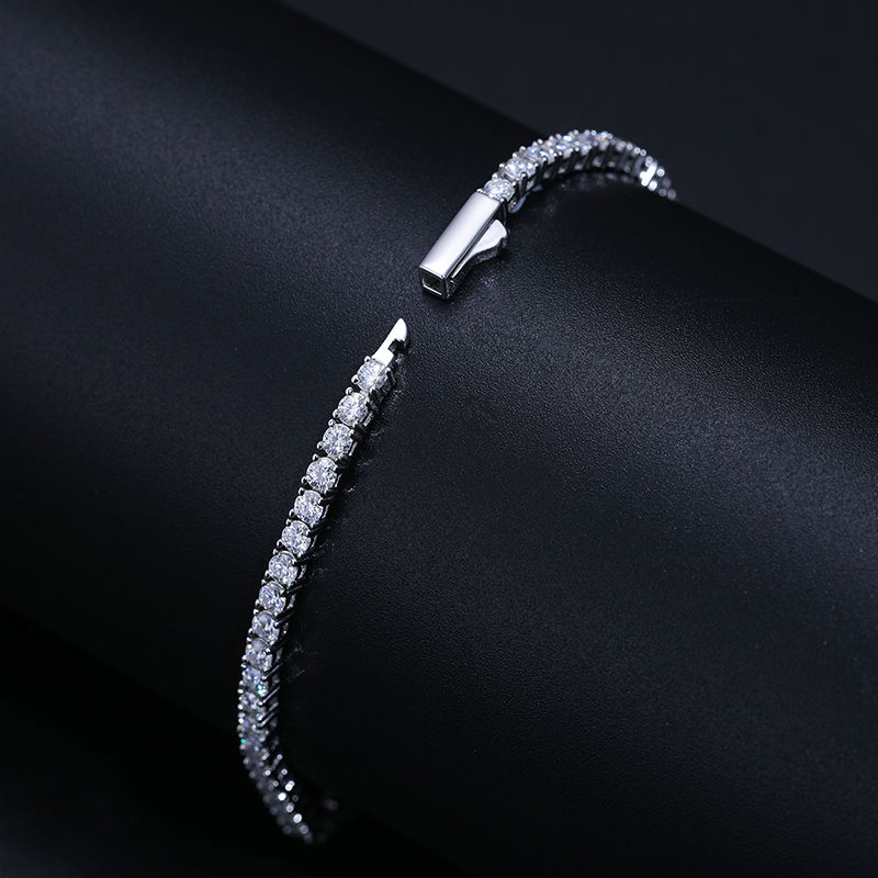 Factory Price Diamond 2mm 2.5mm Tennis Chain 925 Silver VVS Moissanite Hip Hop Iced Out Tennis Bracelet