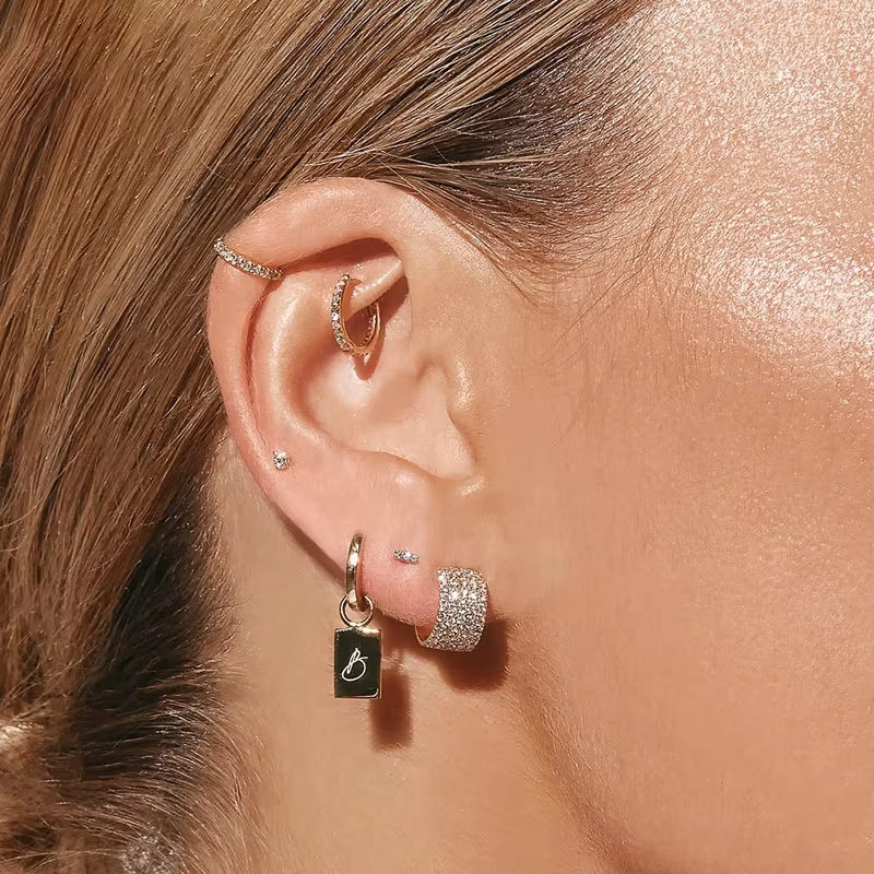 Fashion 925 Sterling Silver Earrings Fine Jewelry Women 18k Gold Plated Luxury Zircon Bridal Earrings Stud Earring for Girls