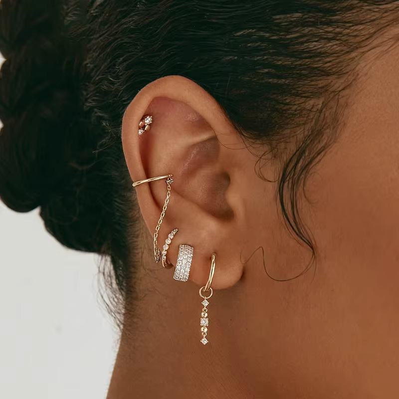 Fashion 925 Sterling Silver Earrings Fine Jewelry Women 18k Gold Plated Luxury Zircon Bridal Earrings Stud Earring for Girls