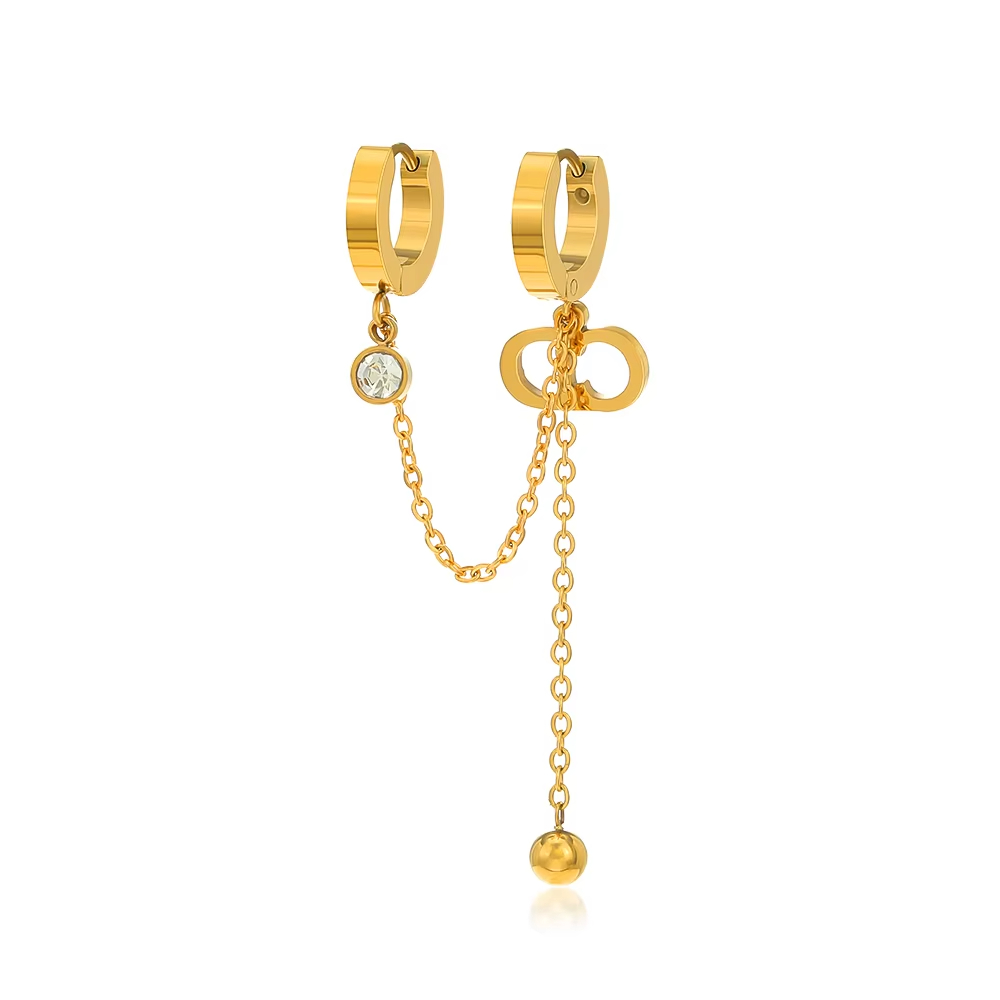 Fashion Jewelry Earrings Women Tassel Earrings 18K Gold Plated Jewelry CD Letter Zircon Hoop Earrings Charm Cute Jewelry