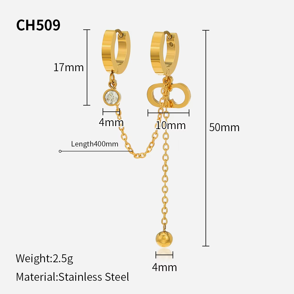 Fashion Jewelry Earrings Women Tassel Earrings 18K Gold Plated Jewelry CD Letter Zircon Hoop Earrings Charm Cute Jewelry