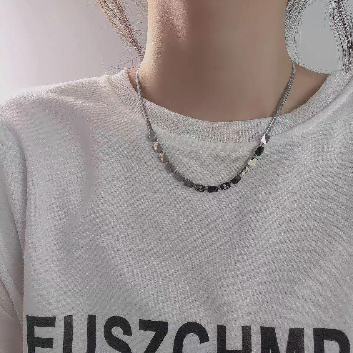 Geometric Beaded Stainless Steel Necklace for Women