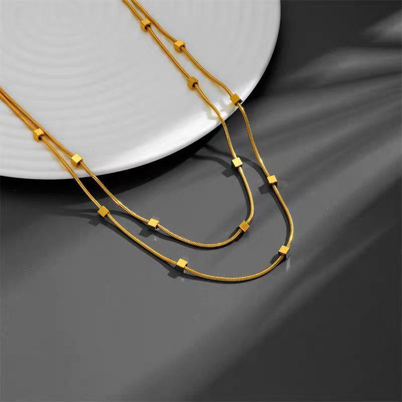 Geometric Multi-Cube Layered Necklace – Modern Gold Fashion