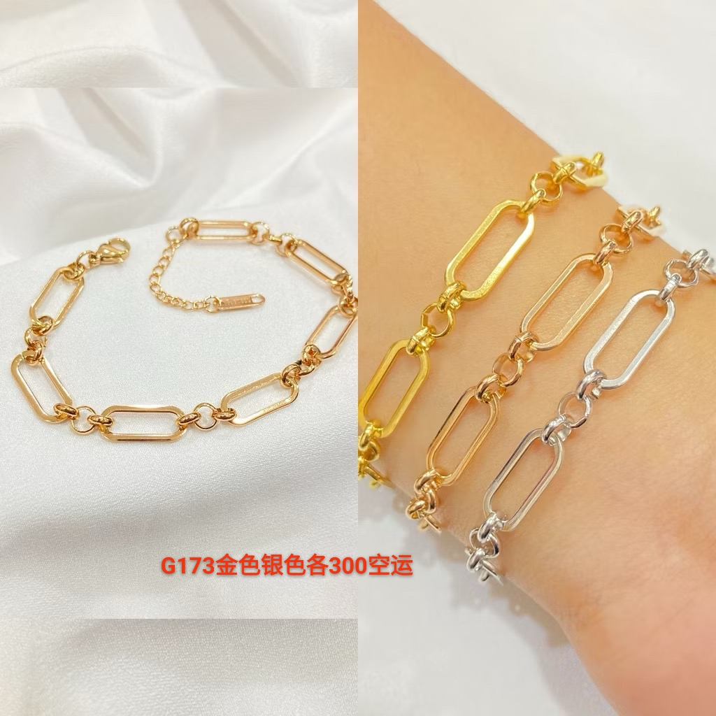 Geometric Stainless Steel Chain Bracelet for Women - Gold & Silver Plated Adjustable Modern Jewelry