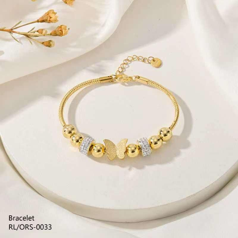 Gold Butterfly Beaded Bracelet for Women - Elegant Charm Jewelry with Rhinestone Accents - Adjustable Fashion Gift for All Occasions