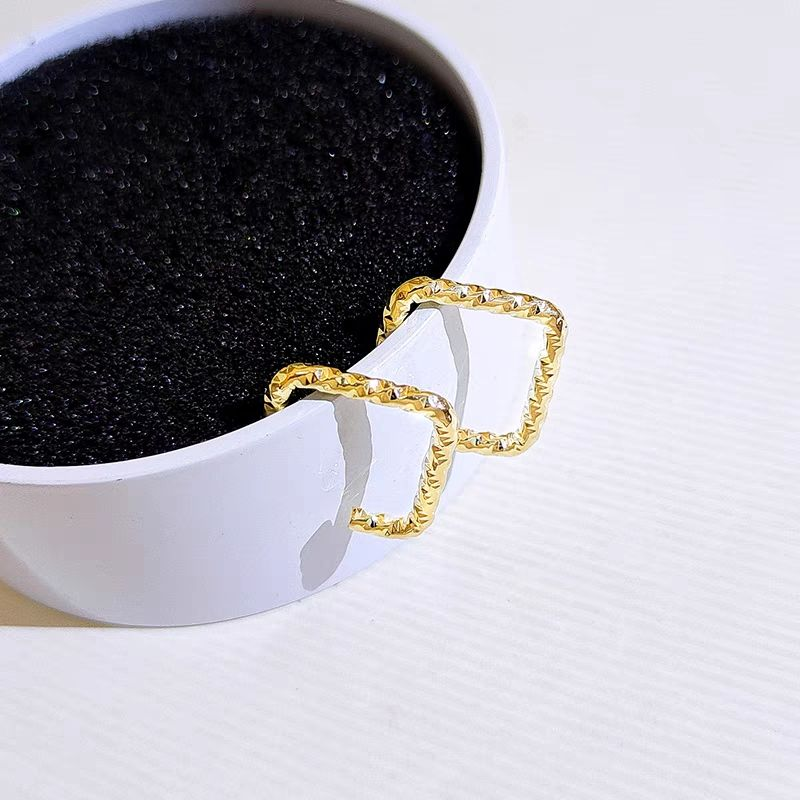 Gold Nugget Earrings – Square Geometric Design Metallic Earrings for Women | Unique Handmade Style for Everyday Glam