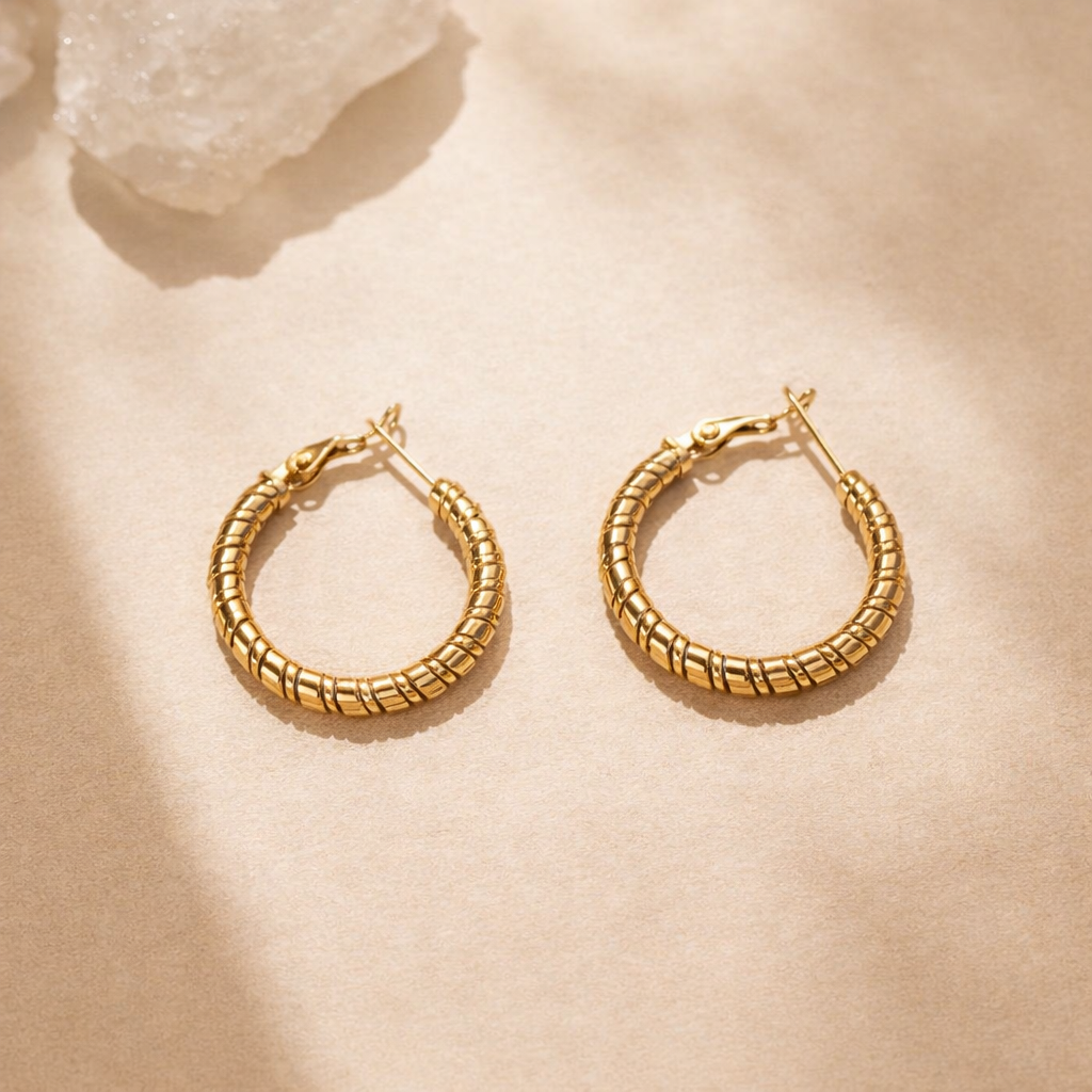 Gold Plated Stainless Steel Hoop Earrings for Women Chunky Stainless Steel Earrings Fashion Stainless Steel Jewelry