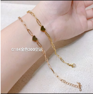 Gold Stainless Steel Heart Chain Bracelet - Minimalist Adjustable Link Jewelry for Women