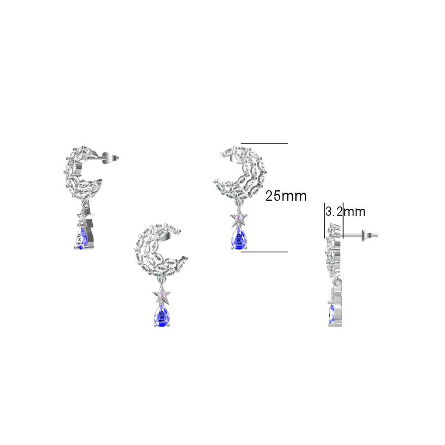 Grace Jewel 2026 New Moon Star Design 925 Sterling Silver Earrings Wholesale