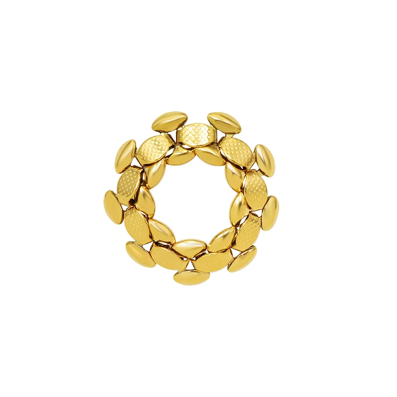 INS Irregular Stitching Hip-hop Ring – 18K PVD Gold Plated Stainless Steel Chunky Statement Ring