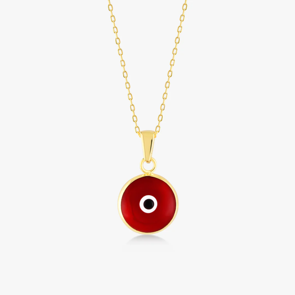 Inspire Jewelry Wholesale Gold Plated Unique Red Evil Eyes Pendant Necklace Devil Eyes Charm Necklace for Women Fashion Jewelry