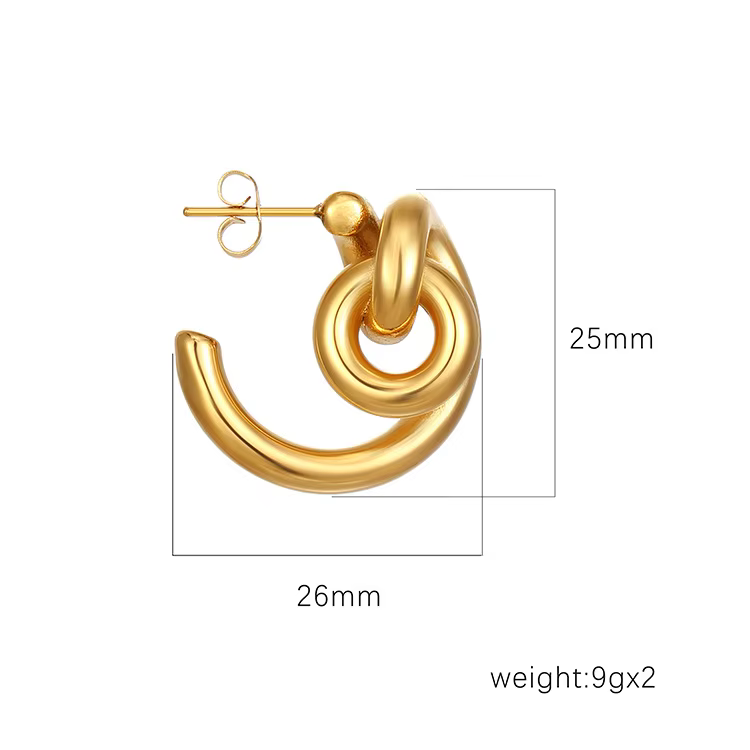 Vintage Irregular Minimalist Jewelry Statement Earring PVD Gold Plated Jewelry Stainless Steel Designer Earrings for Women