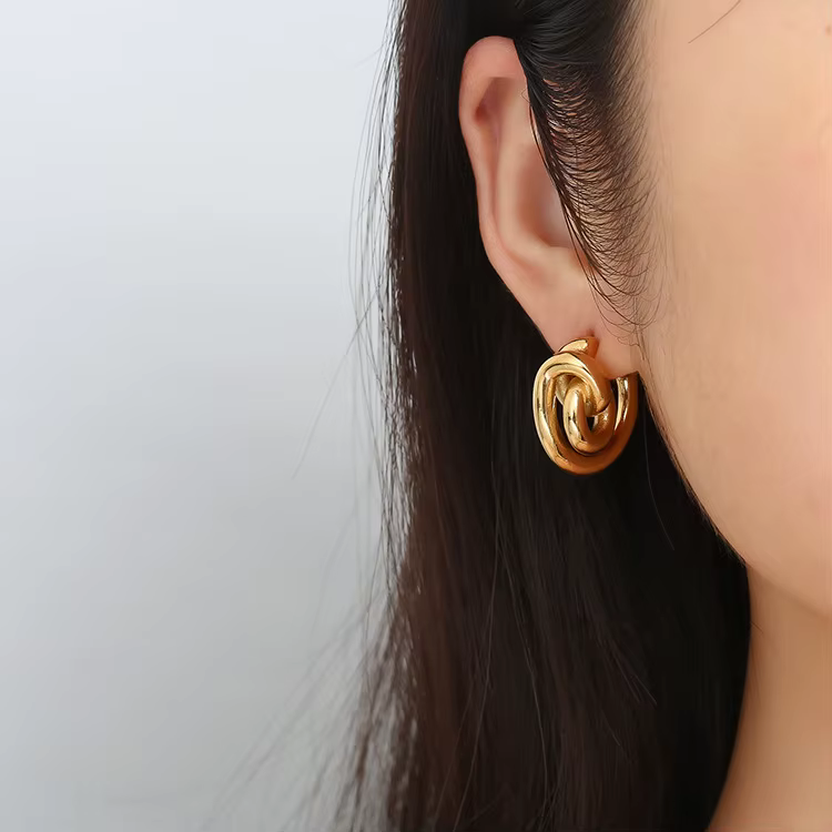 Vintage Irregular Minimalist Jewelry Statement Earring PVD Gold Plated Jewelry Stainless Steel Designer Earrings for Women