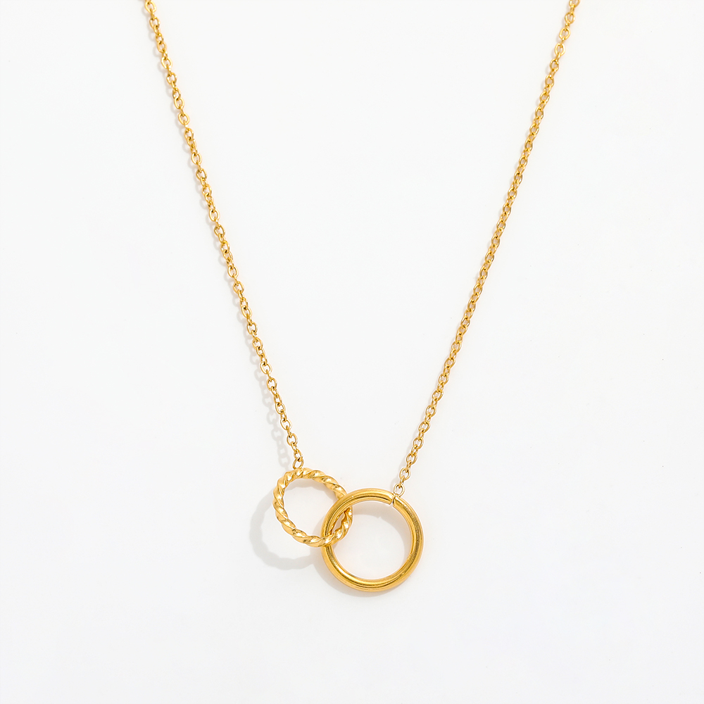 Jewelry Stainless Steel Double Circle Pendant Necklace