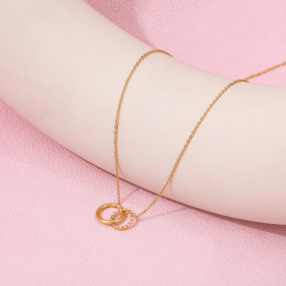 Jewelry Stainless Steel Double Circle Pendant Necklace