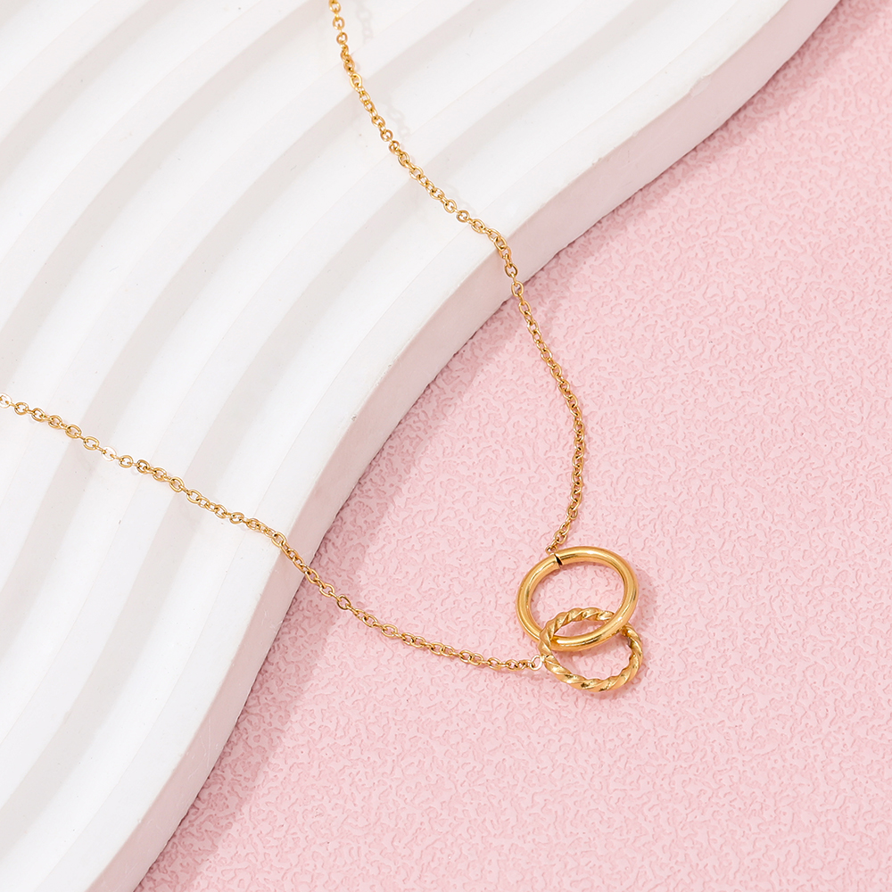 Jewelry Stainless Steel Double Circle Pendant Necklace