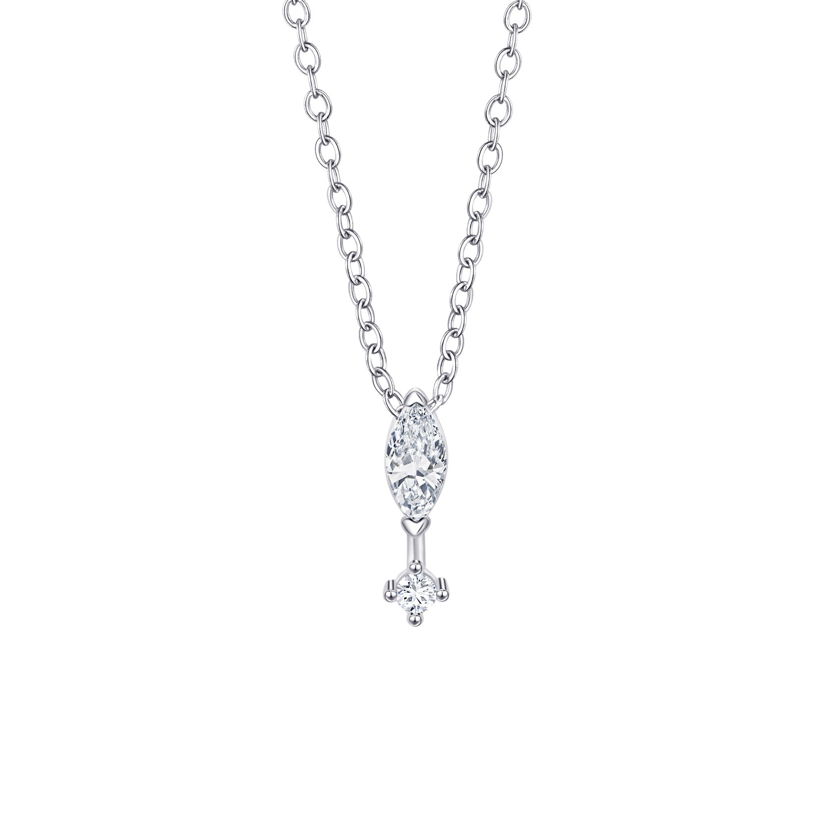 Korean Style Teardrop Zircon Pendant Necklace for Women – Dainty Stainless Steel O Chain Tassel Clavicle Necklace