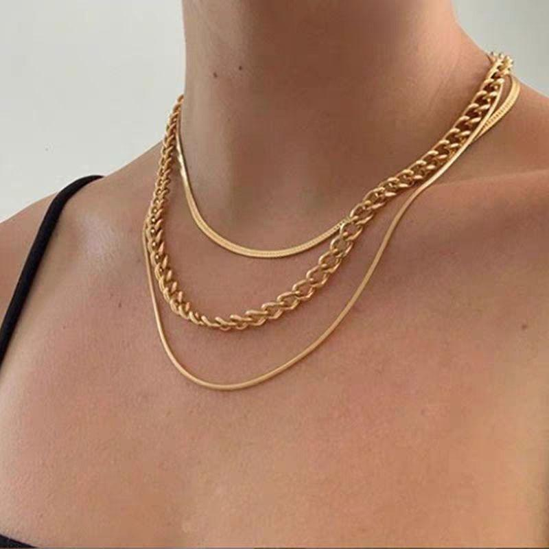 Layered Gold Chain Necklace Set for Women – 3 in 1 Trendy Statement Jewelry