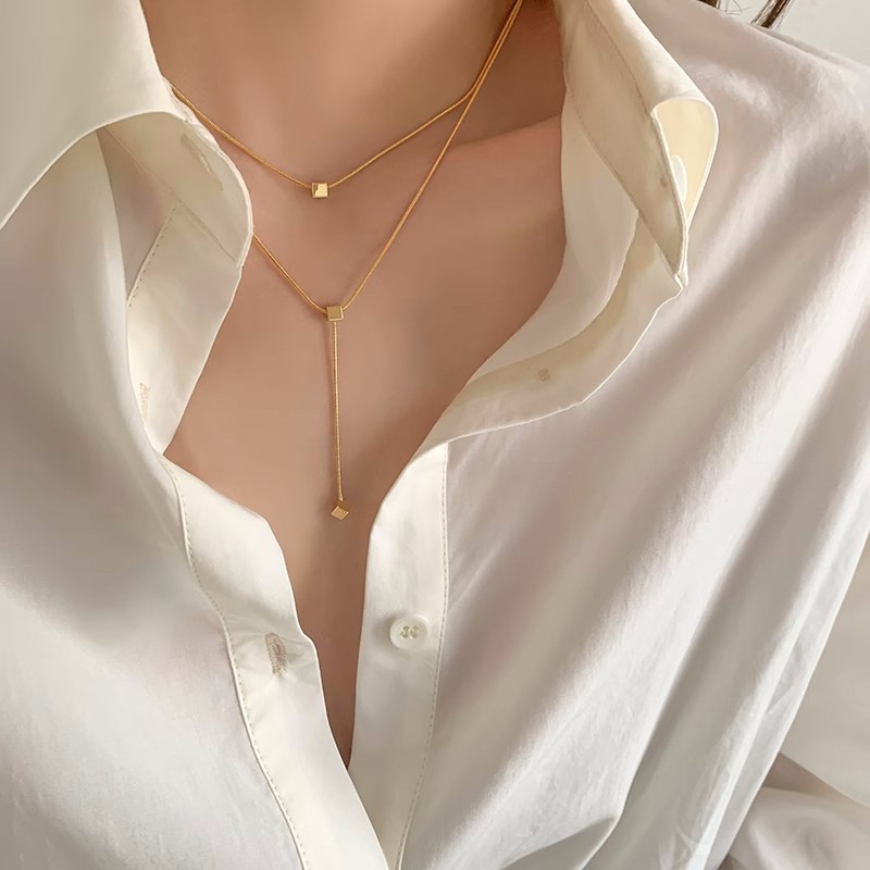 Layered Star Y Pendant Necklace - Dainty Gold Celestial Jewelry