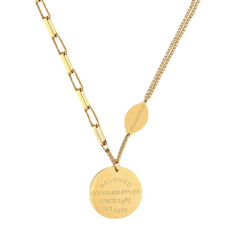 Engraved Double Layer Gold Titanium Steel Necklace – &quotBELOVED