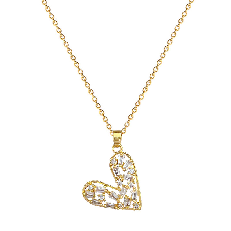 Love Full Diamond Light Luxury Gorgeous Full Diamond Necklace Women's Versatile Clavicle Chain Titanium Steel Chain