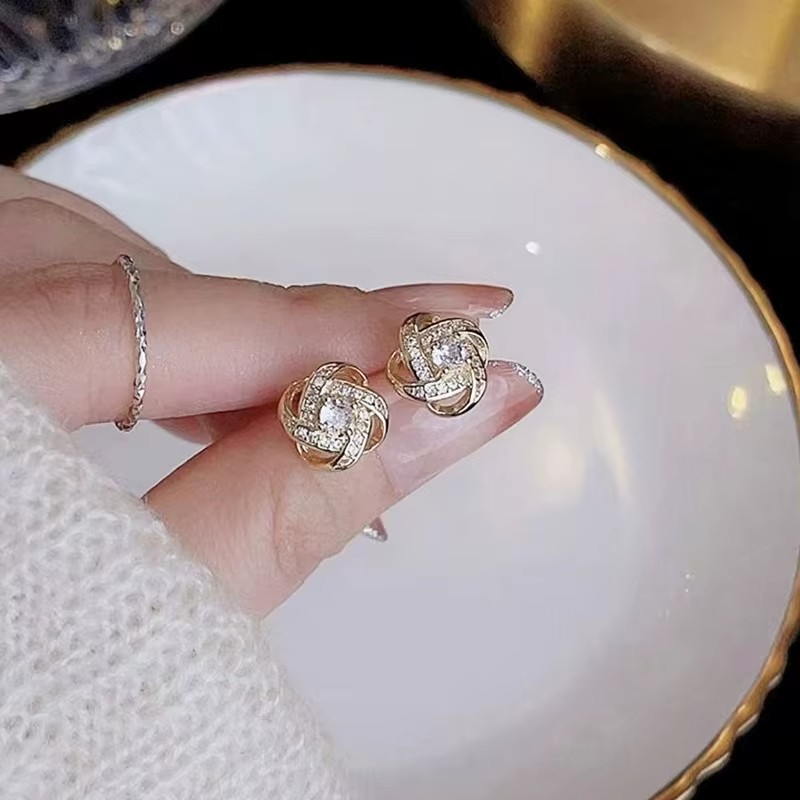 Lux Crossover Halo Diamond Earrings – White Gold Sleeper Style