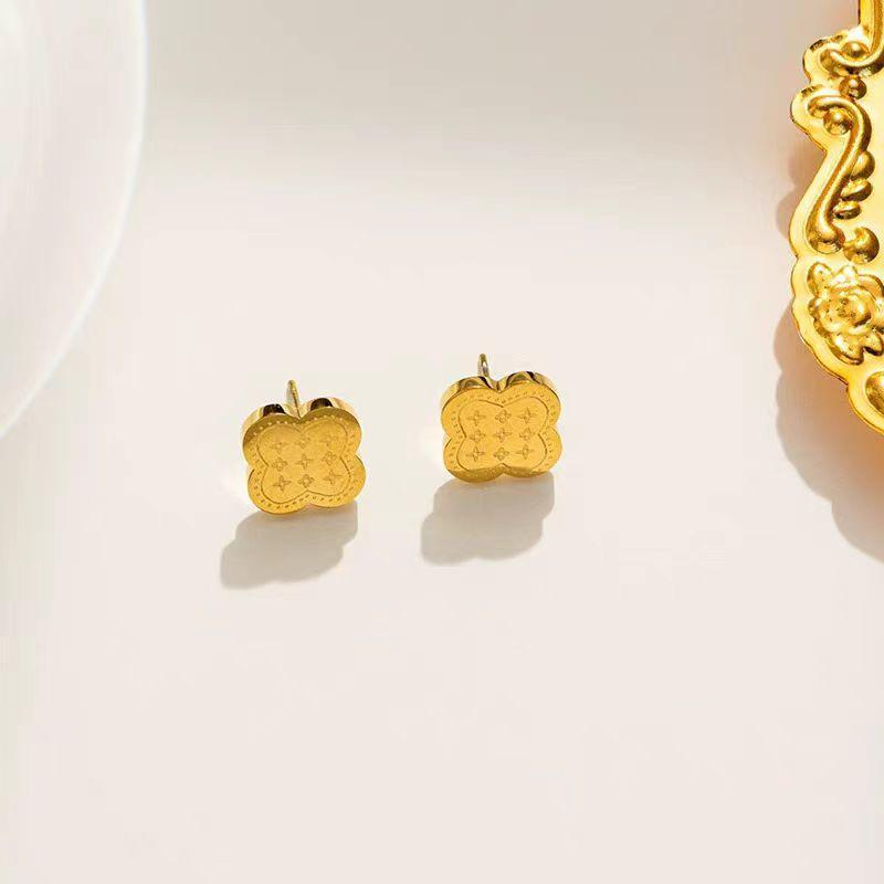 Luxury Engraved Clover Stud Earrings - Buy Earrings Online | Selfridges Style