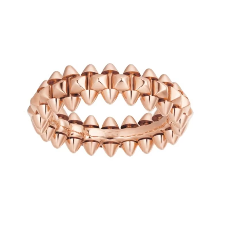 Luxury European American Clash Ring – Rose Gold Stainless Steel Bullet-Inspired Design