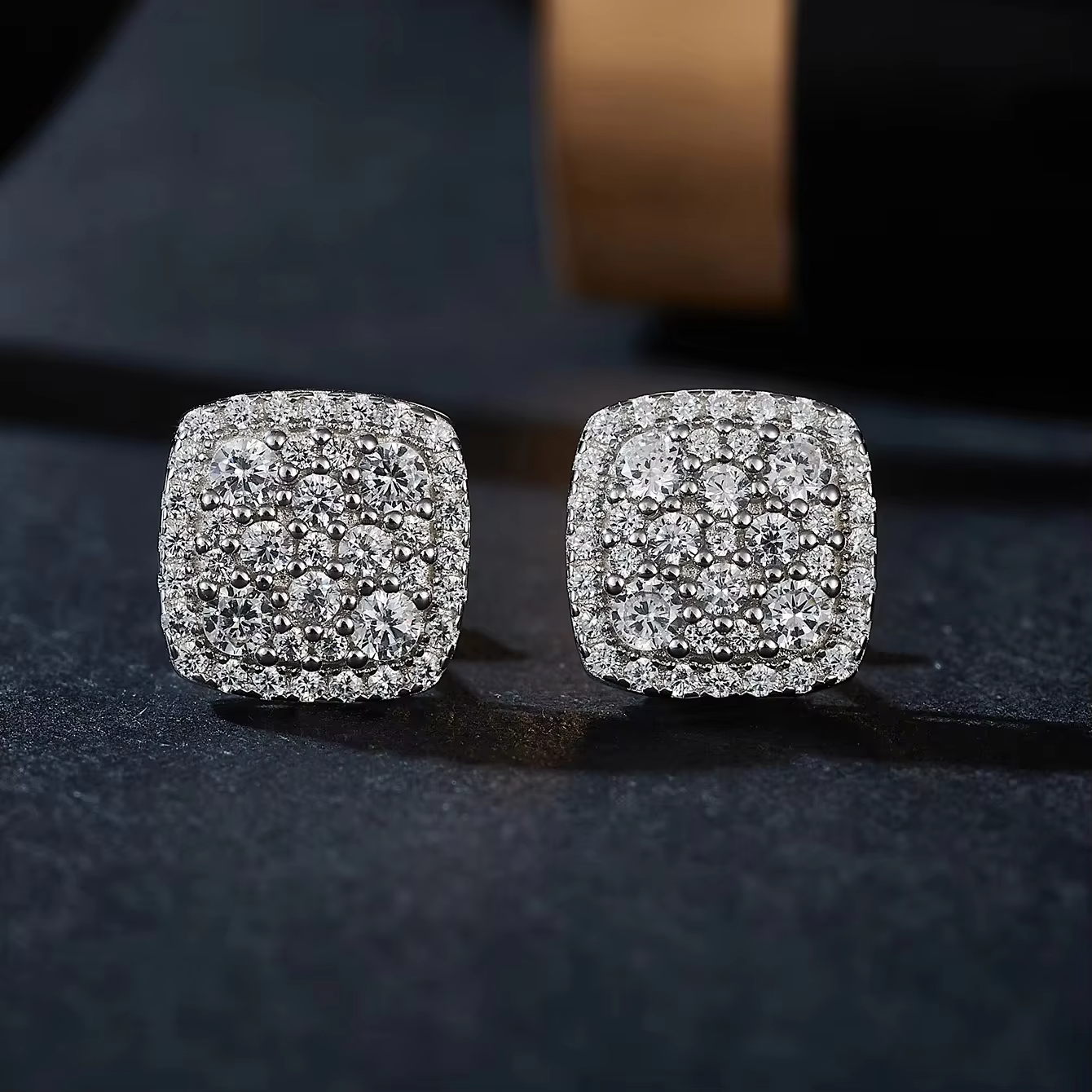 Luxury Rhodium Plated Fine Lab Grown Diamond Earrings VVS Moissanite Custom Women S925 Sterling Silver Stud Earrings