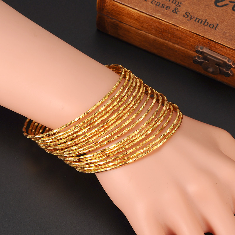 Luxury Wholesale 24K Gold Plated Bead Jewelry Bracelet and Bangles Women With Good Price