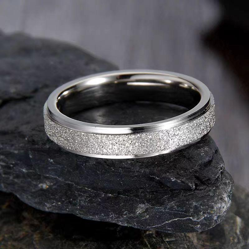 Matte Silver Sandblasted Stainless Steel Ring – Comfortable Fit for Everyday Right Finger Wear