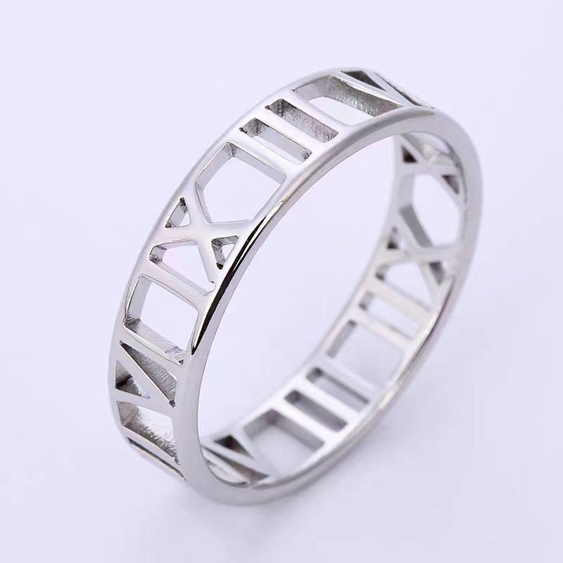 Mens Middle Finger Ring,Stylish Roman numeral cutout design ring