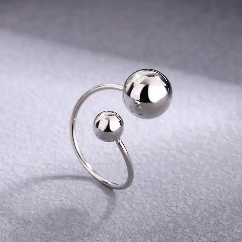 Minimalist Double Ball Stainless Steel Open Ring for Women