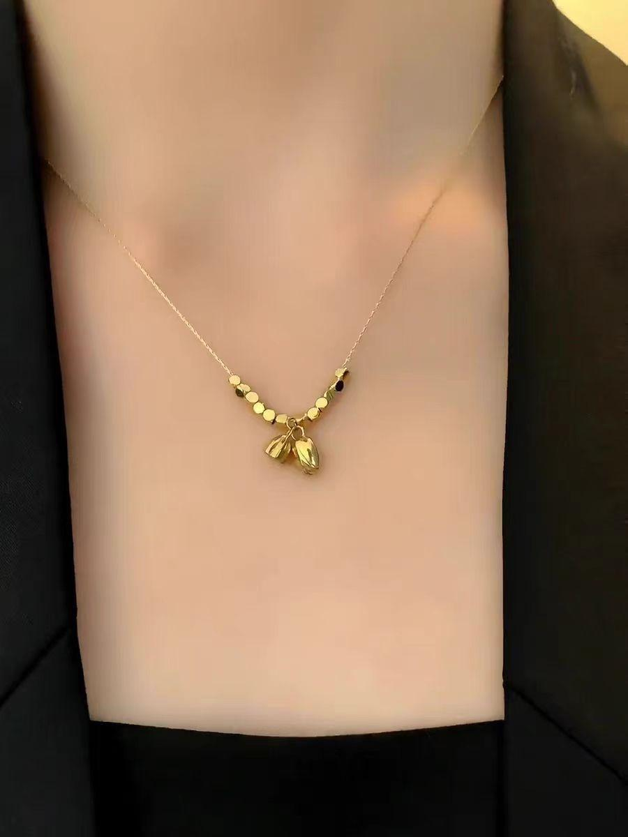 Minimalist Geometric Drop Pendant Necklace – 18K Gold Plated Titanium Steel