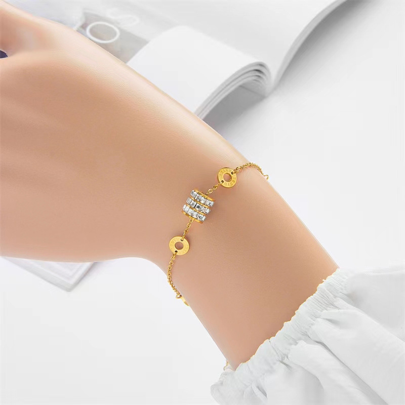 Minimalist Titanium Steel Fashion Bracelet Slim Waist Design with Zirconia Best Friend Gift Unique Chain & Link Jewelry