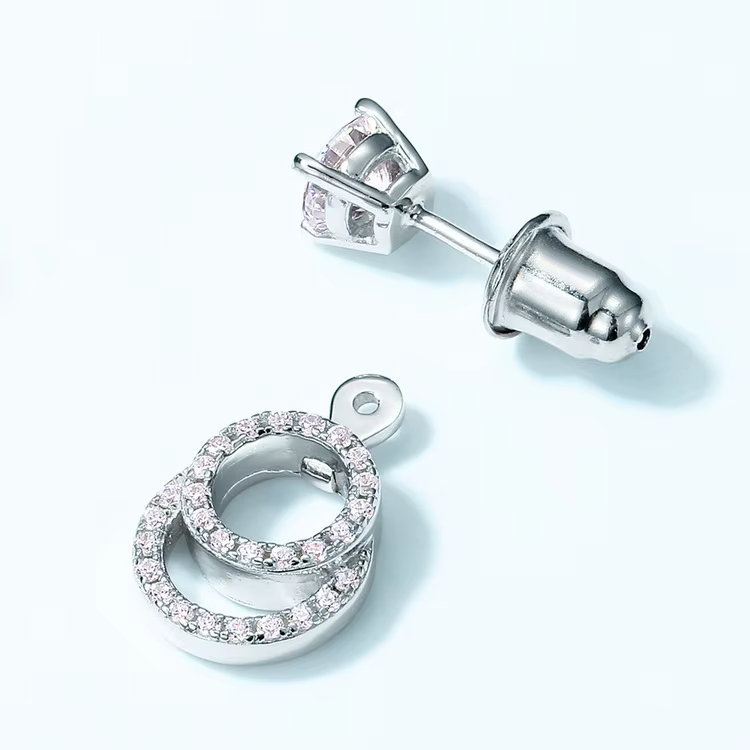 Moissanite Hip Hop Jewelry Earrings Pass Diamond Tester 925 Silver VVS Moissanite Diamond Big Hook Iced Out Moissanite Earrings