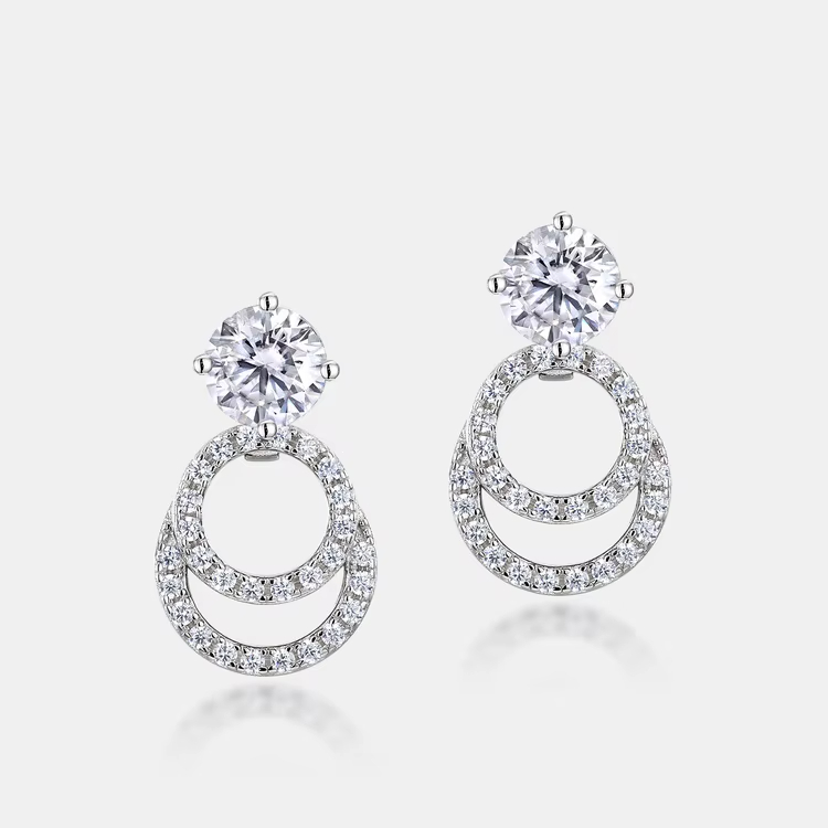 Moissanite Hip Hop Jewelry Earrings Pass Diamond Tester 925 Silver VVS Moissanite Diamond Big Hook Iced Out Moissanite Earrings