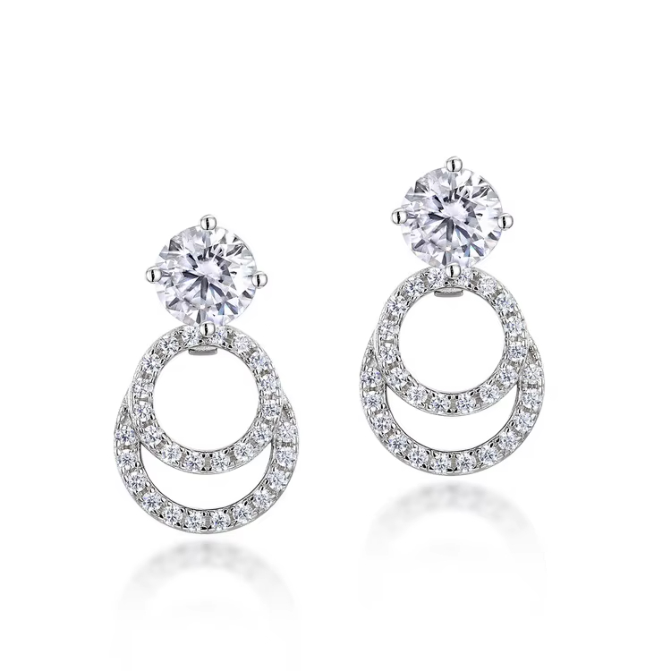 Moissanite Hip Hop Jewelry Earrings Pass Diamond Tester 925 Silver VVS Moissanite Diamond Big Hook Iced Out Moissanite Earrings