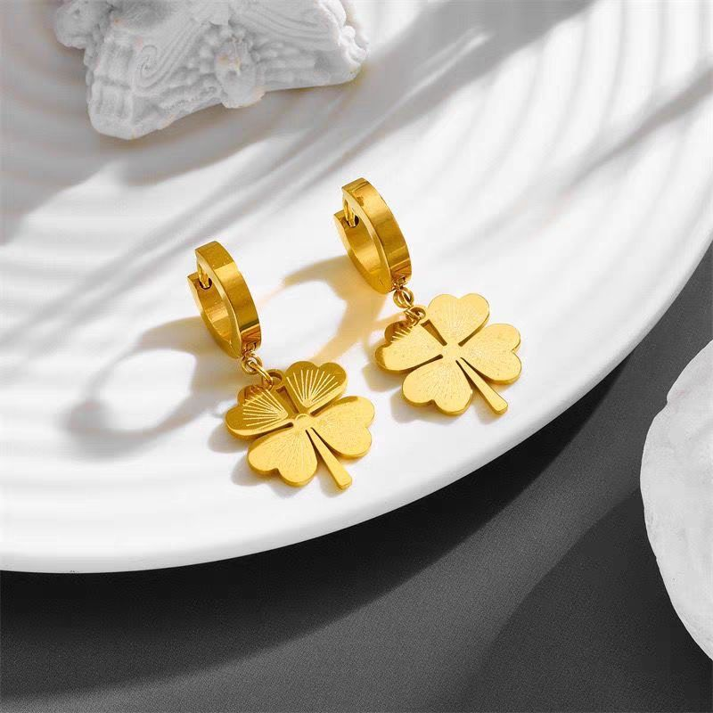 Multiple Earrings Lucky Four Leaf Clover Gold Earrings New Design Stainless Steel Earrings – Wholesale Valentine Earrings Gift for Her