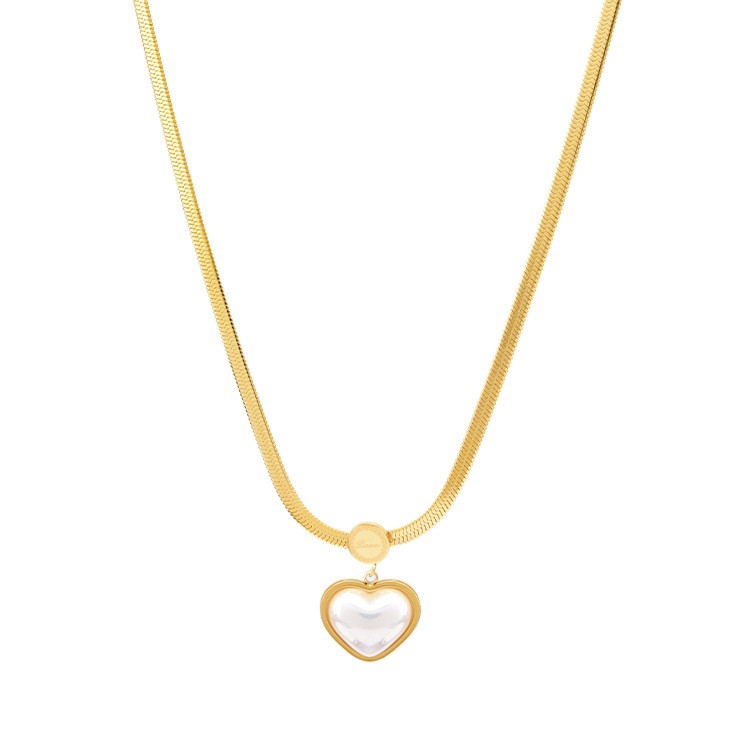 Gold Heart Pearl Pendant Necklace – Elegant Minimalist Jewelry for Women